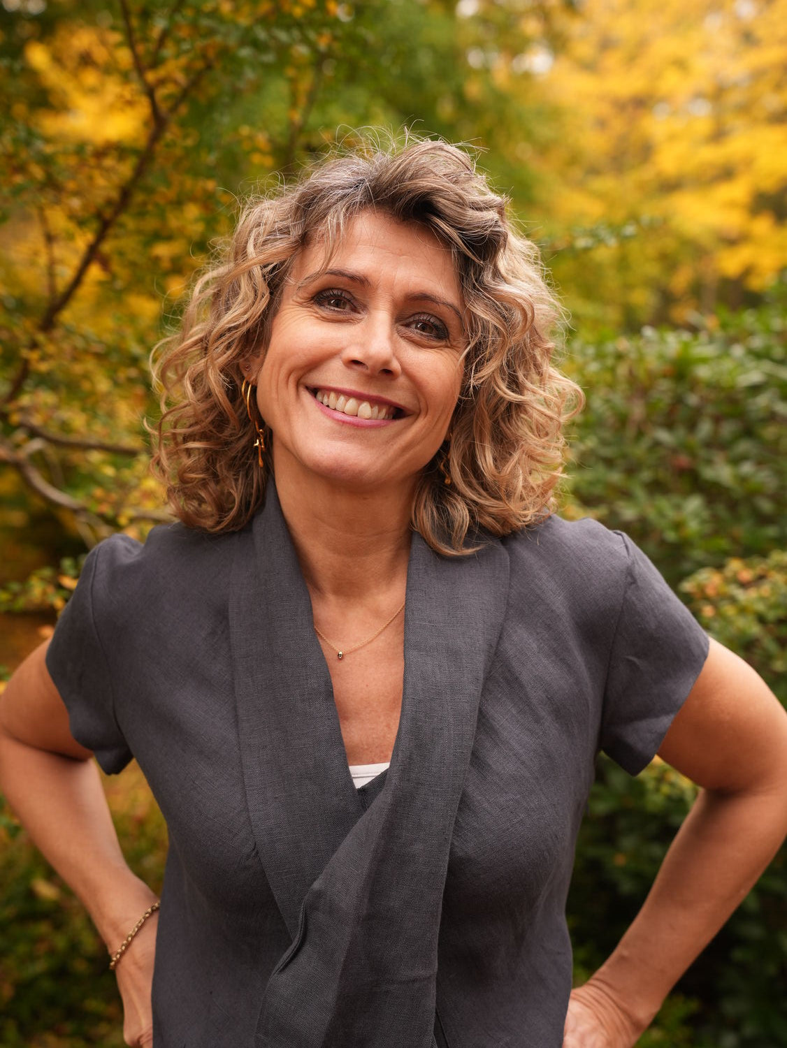 Kjole “Twist” med lommer Stålblå