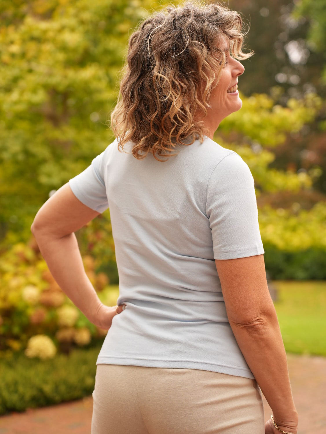 Kortærmet basic T-shirt - Lysblå